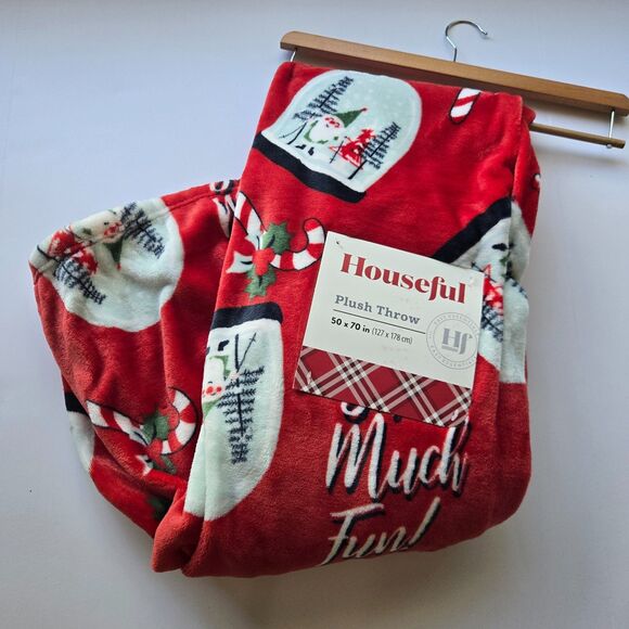 Christmas Blanket 50x70 Snow Globes Elf Winter Skiing Candy Cane Throw - Picture 4 of 4